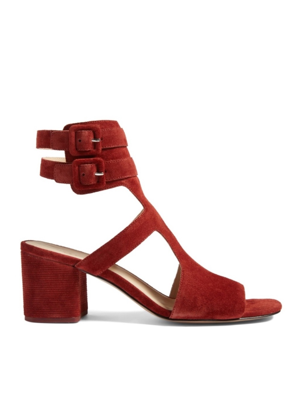 Rag & Bone Red Suede Block Heel Sandal